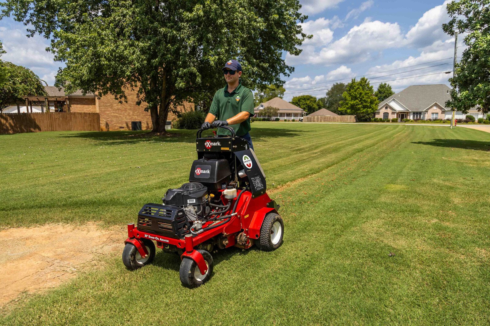 lawn care technician crew truck aerator aerate equipment 6-1