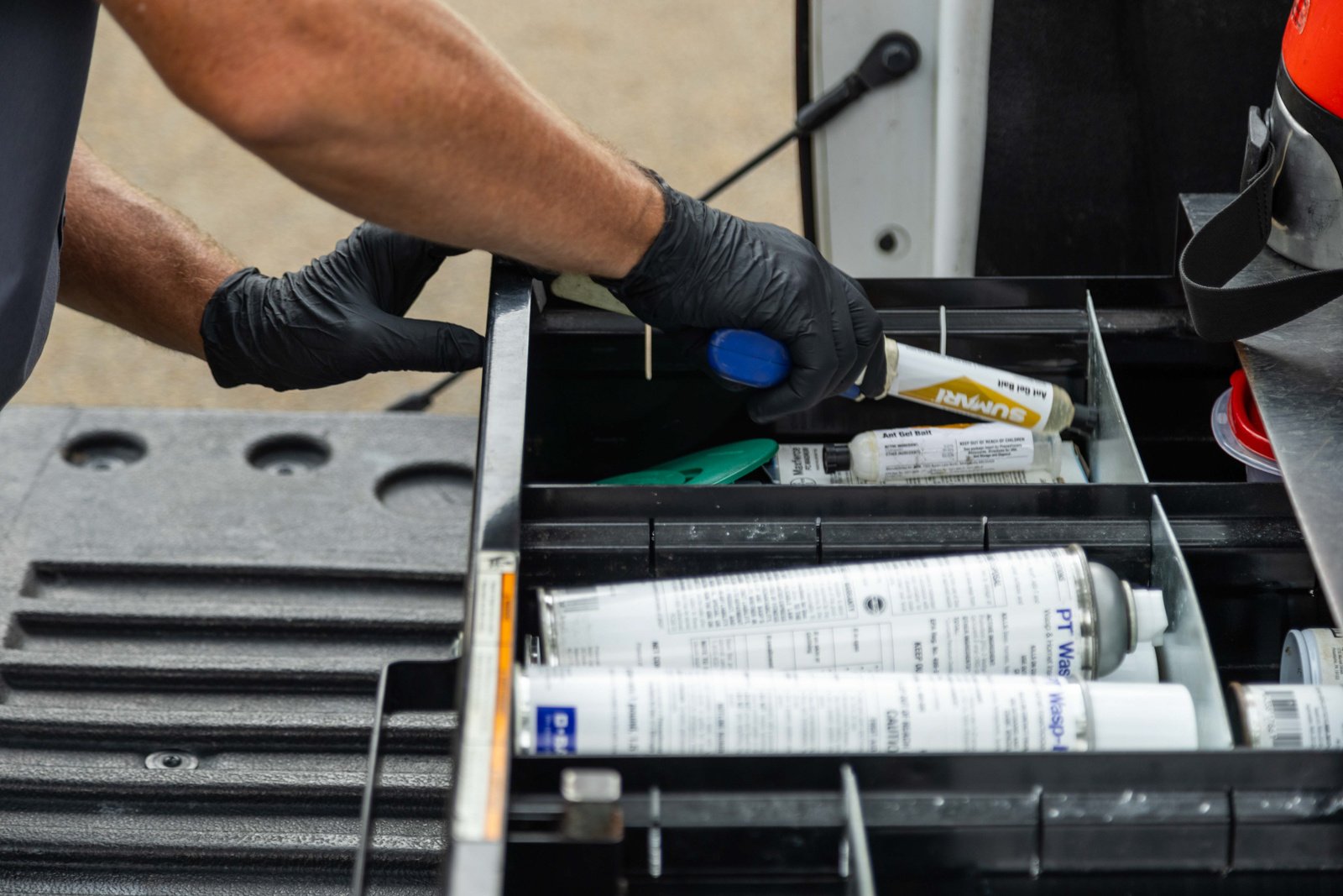 pest control truck technician crew materials tools detail
