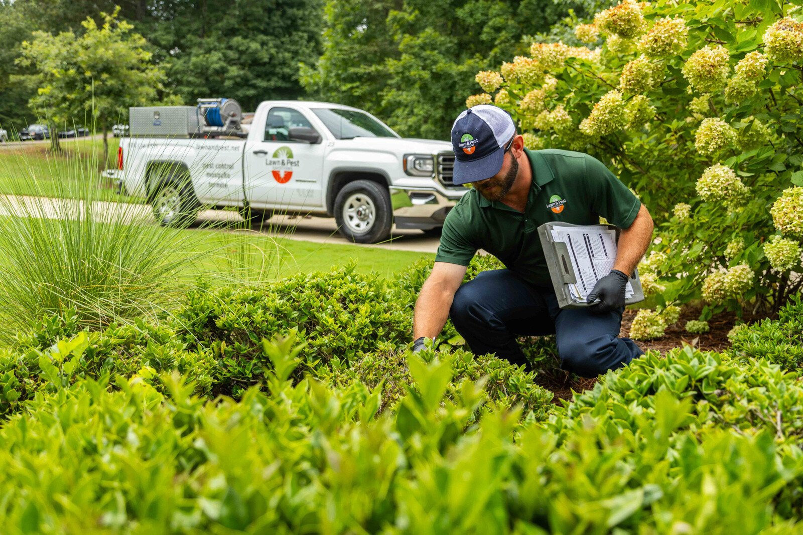 plant health care technician inspection truck shrubs